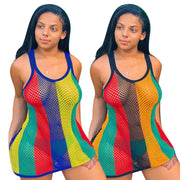 Cross-Border Trendy Printed Grid Vest and Bodycon Dress