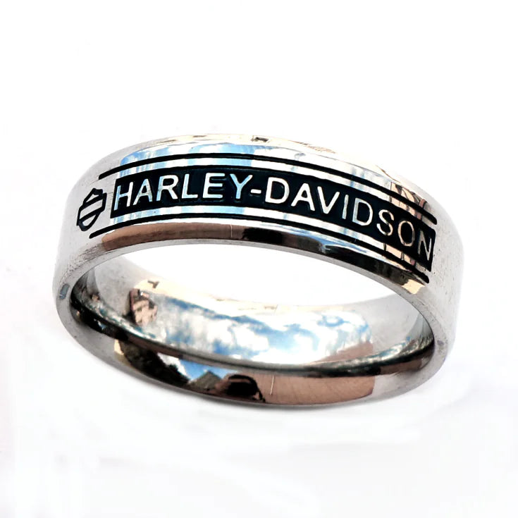 Titanium Steel Ring - Harley Style Band