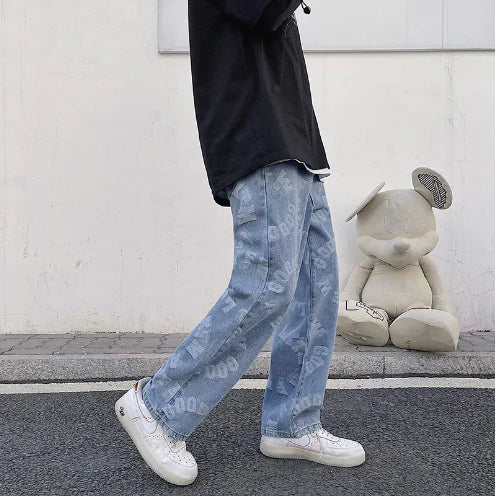 High Street Retro Distressed Baggy Jeans