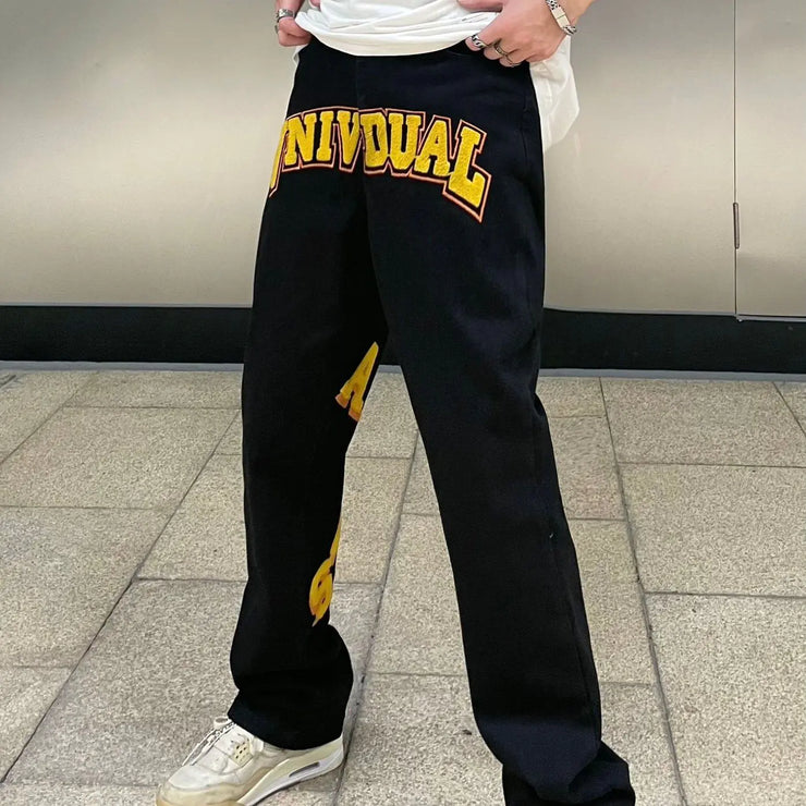 Embroidered Street Fashion Jeans for Men and Women