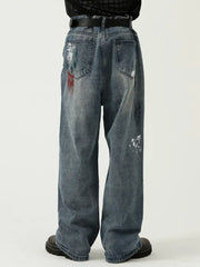 Men's Ripped Wide Leg Jeans - Four Seasons Design