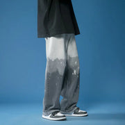Wide-leg Tie-dye Gradient Denim Casual Pants for Men