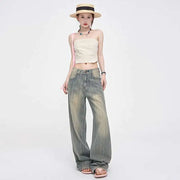 High-Waisted Striped Wide-Leg Jeans for Women