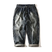 Retro Distressed Loose Fit Hip Hop Cropped Jeans