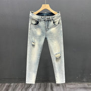 Men's Lightly Washed Jeans with Holes