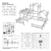 1 Set DIY Dollhouse Playset with 5 Rooms and Accessories
