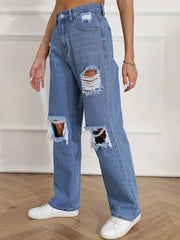 Women's Ripped High Waist Baggy Denim Jeans