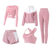5 PCS Workout Sets for Women Running Yoga Outfits