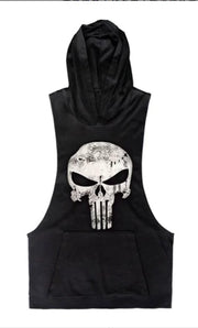Men's Summer Vest with Skull Pattern Gym Hoodie