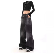 Vintage Washed Black Wide-Leg High-Waisted Jeans