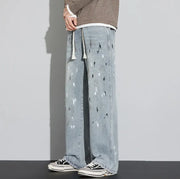 Retro Graffiti Distressed Jeans