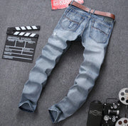 Men's Straight Leg Ripped Denim Jeans