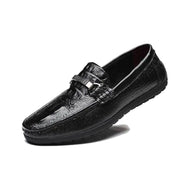 Men's Genuine Leather Loafers with Crocodile Pattern