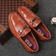 Men's Genuine Leather Loafers with Crocodile Pattern