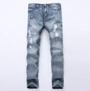 Men's Straight Leg Ripped Denim Jeans