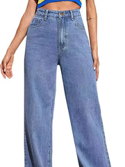 High Rise Loose Baggy Boyfriend Jeans - Wide Leg Denim