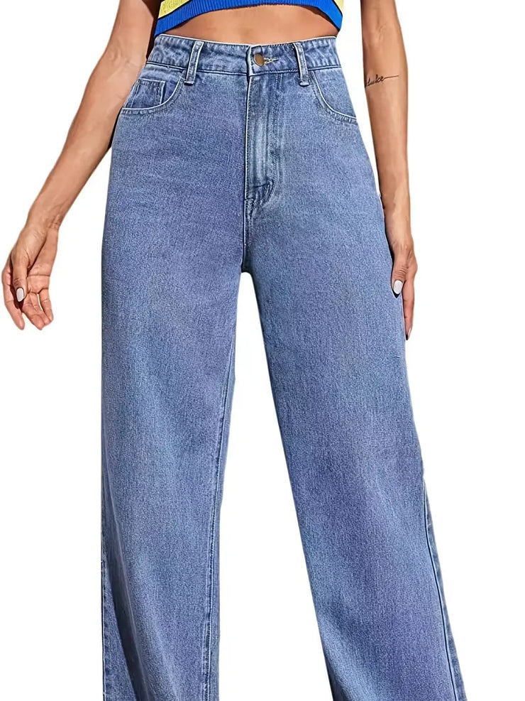 High Rise Loose Baggy Boyfriend Jeans - Wide Leg Denim