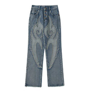 Men's Retro Patchwork Graffiti Hip-Hop Washed Jeans