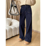 Retro Straight Leg Wide-Leg Jeans with Pockets SN4869