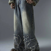 Heavy Straight Jeans with Street Wash and Worn Finish
