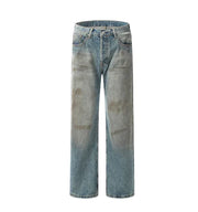 Retro American Style Distressed Straight Jeans