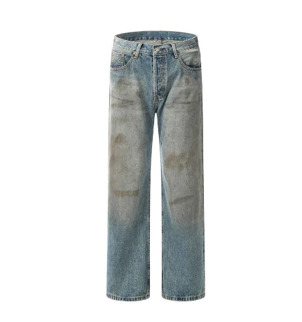 Retro American Style Distressed Straight Jeans