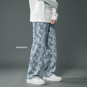 Men's Straight Leg Baggy Denim Jeans in Blue and Black