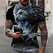 3D Printed Lion Pattern Men's Casual T-shirt (Large Size)