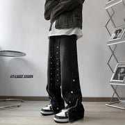 Men's Vintage Loose High Jeans with Button Design