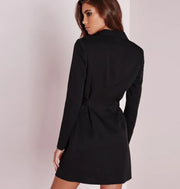 Women's Tailored Deep V Neck Long Sleeve Blazer Dress