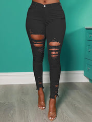 Stylish Women's Ripped High Waist Skinny Jeans