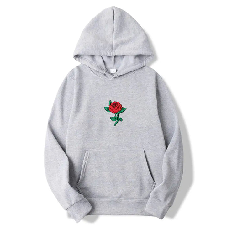 Rose Print Unisex Fashion Hooded Sweatshirt