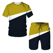 3D Printed Summer Stripe 2-Piece Men's Gym Suit