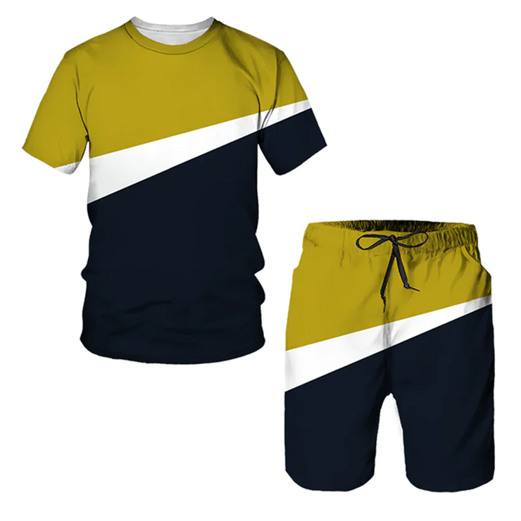 3D Printed Summer Stripe 2-Piece Men&