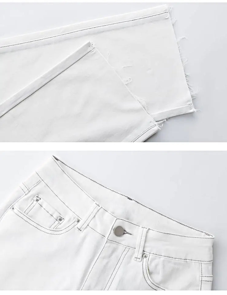 High Rise Loose Fit Boyfriend White Denim Jeans