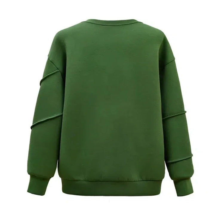 Green Hoodies Women Fashion O Neck Long Sleeve Tops Autumn New Casual Elegant Women&