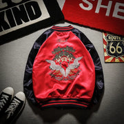 Bee Embroidered Reversible Baseball Jacket (Harajuku Style)