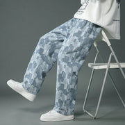 Men's Straight Leg Baggy Denim Jeans in Blue and Black