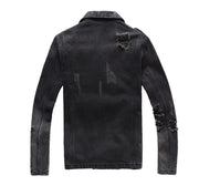 Men's Black Denim Jacket, Biker Style Outerwear