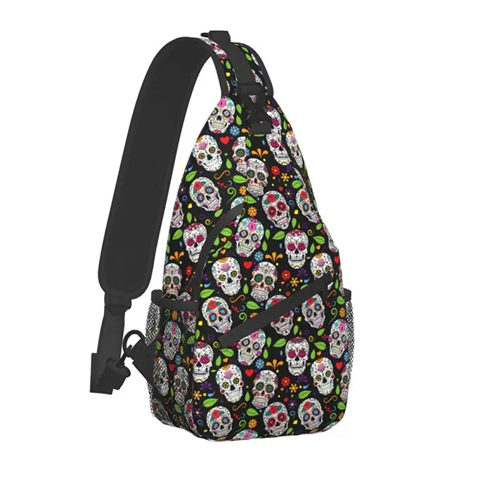 Skulls Sling Backpack - Crossbody Shoulder Gym Bag