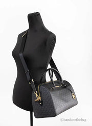 Michael Kors Travel Medium Black Signature PVC Duffle Crossbody Handbag