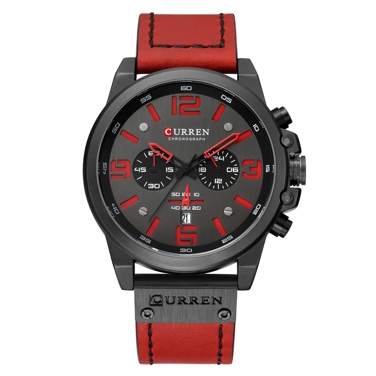 6-Needle Quartz Watch with Calendar and Waterproof Strap