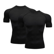 HYCOPROT 2 Pack Mens Compression Shirts Short Sleeve Athletic Workout T-Shirt