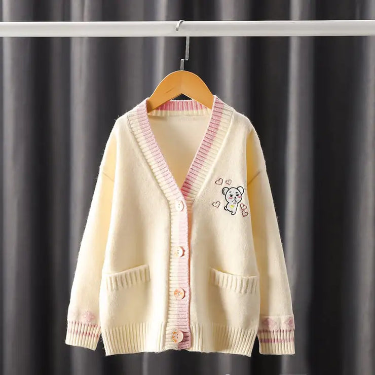Embroidered Knit Sweater Cardigan for Girls