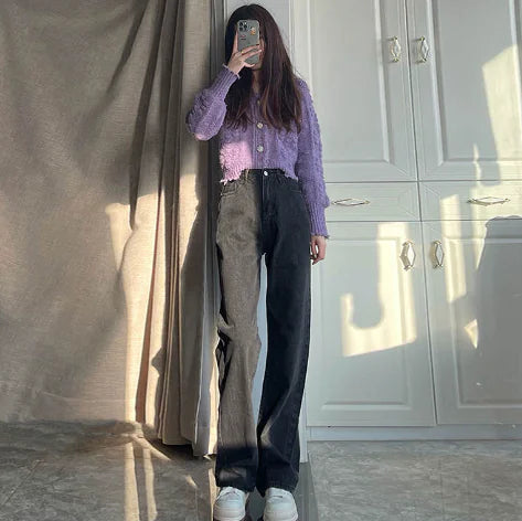 High Rise Loose Fit Black Boyfriend Jeans for Women