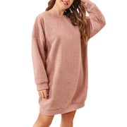 Women's Casual Long Sleeve T-Shirt Dress - Round Neck