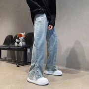 American Letter Embroidered High Street Jeans Pants