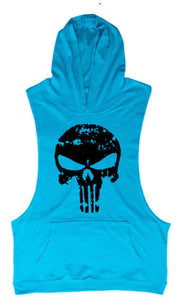 Men's Summer Vest with Skull Pattern Gym Hoodie