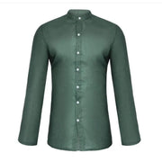 Solid Color Long Sleeve Button Stand Collar Men's Shirt
