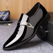 Italian Men's Shiny Leather Loafers with Pointed Toe